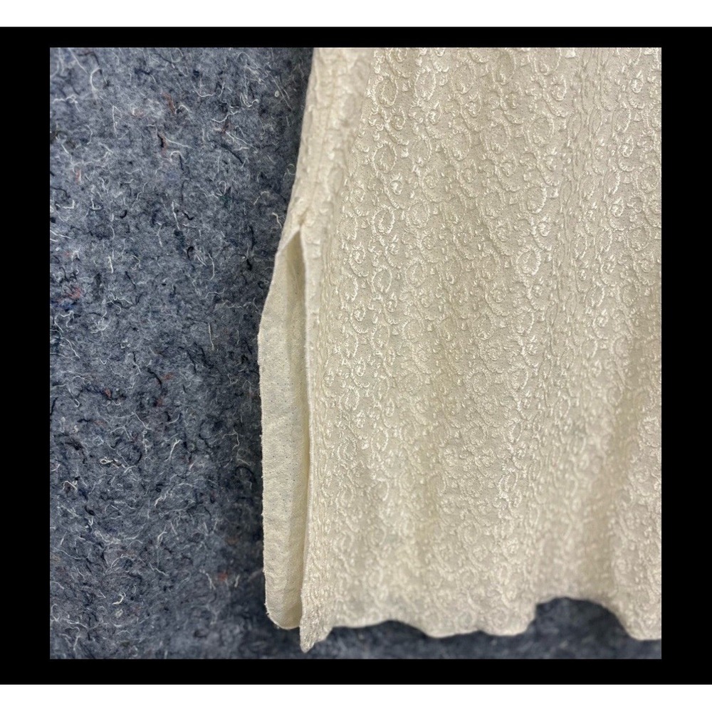 Vintage Ivory Lace Overlay Medium Sheath Dress Maxi Sleeveless Scoop Back - Picture 8 of 12